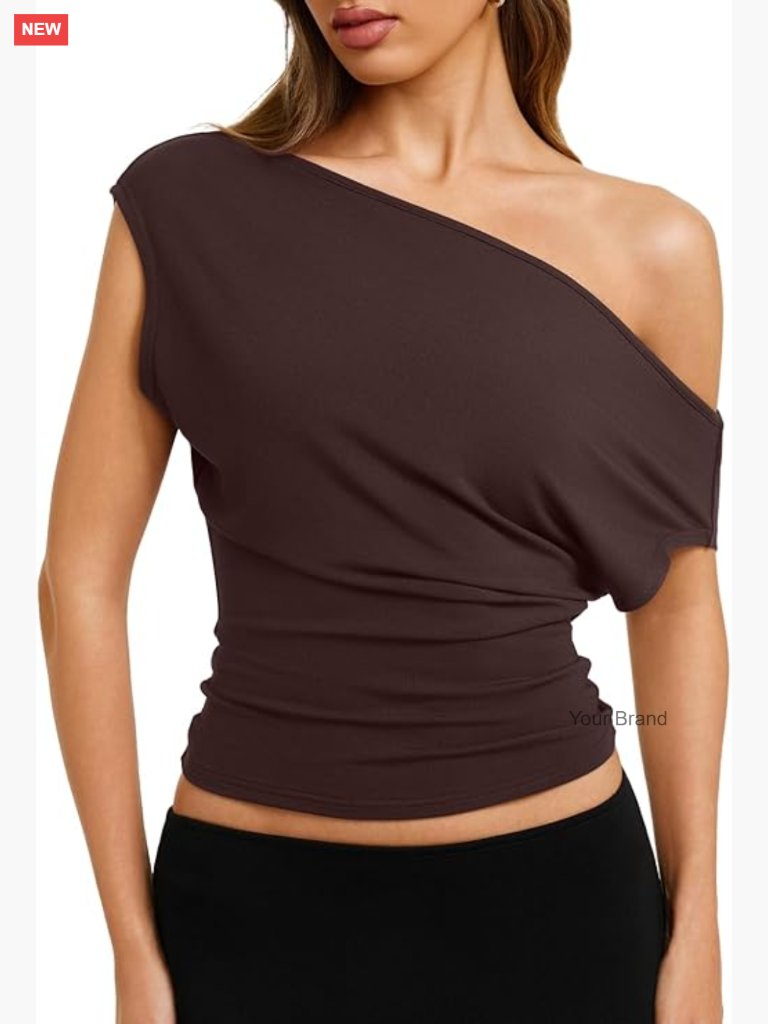Off The Shoulder Dolman Sleeve Cinched Waist Tee Shirts Casual Summer Tops